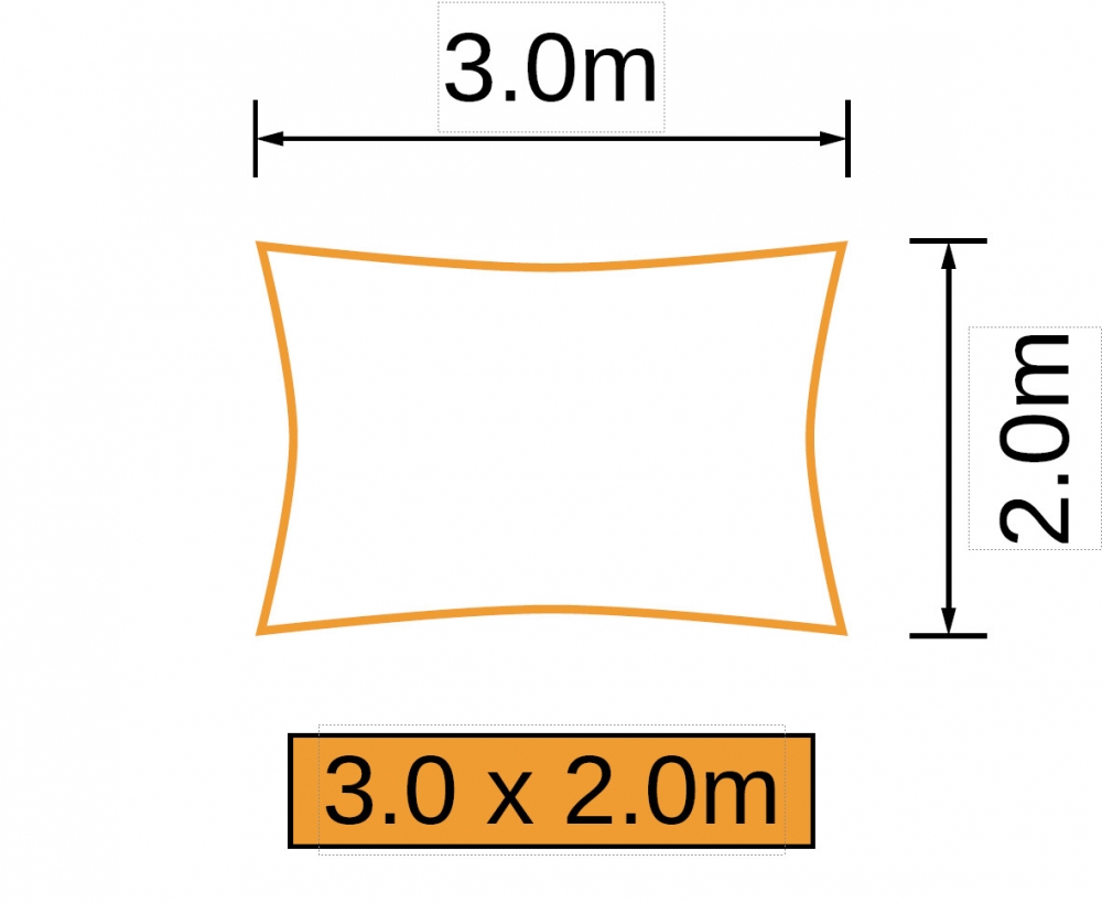 Størrelse rektangulært 3x2 meter