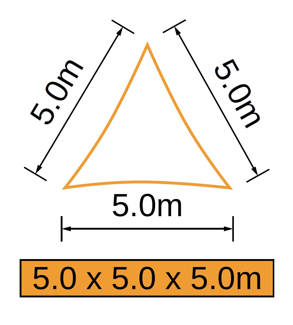 Størrelse trekantet likesidet 5x5x5 meter